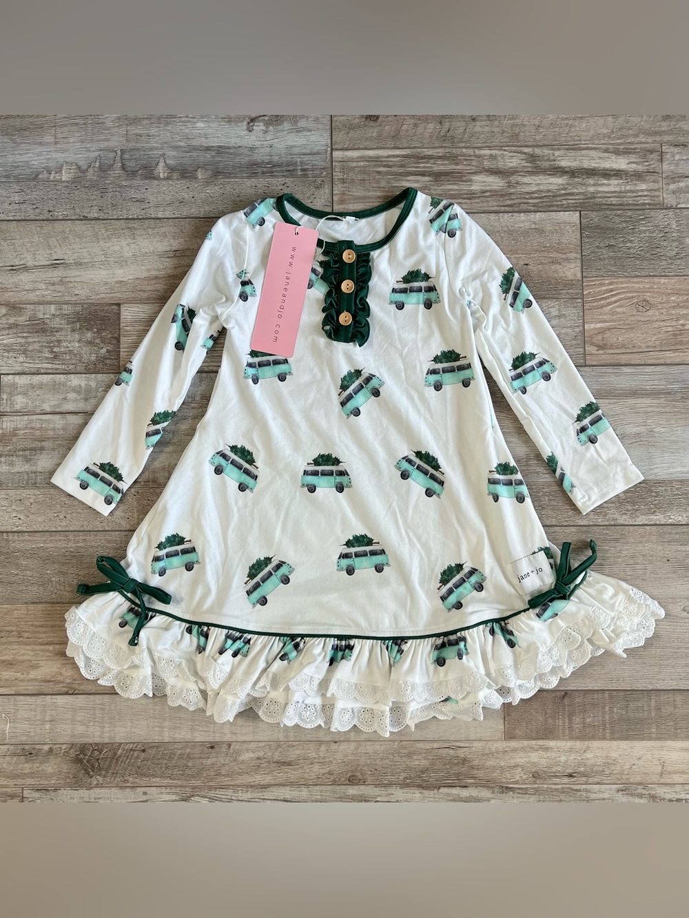 NWT Jane + Jo Girls Lacey Lounge Gown in Tree Traditions Size 5